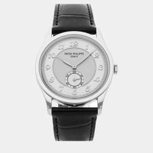 Patek Philippe White 18k White Gold Calatrava 5196P-001 Manual Winding Men's Wristwatch 37 mm