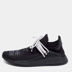 Adidas x Pharrell Williams Black Knit Fabric HU NMD Sneakers Size 47 1/3