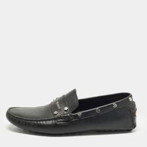 مملوكة مسبقًا Philipp Plein Size 40 Black Saffiano Leather Studded Loafers