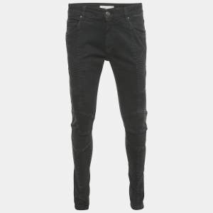 Pre Owned Pierre Balmain Black Washed Denim Panel Detail Jeans M Waist 33"