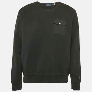 Polo Ralph Lauren Black Cotton Pocket Detail Crew Neck Sweatshirt L