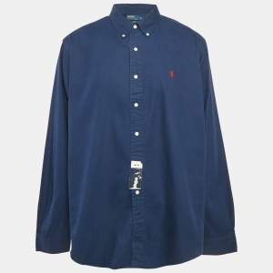 Polo Ralph Lauren Navy Blue Cotton Custom Fit Shirt XXL