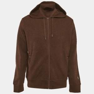 مملوكة مسبقًا Polo Ralph Lauren Brown Cotton Knit Zip-Up Hoodie M