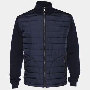 Pre Owned جاكيت بولو رالف لورين صوف ميرينو أزرق كحلي بسحاب أمامي مبطن مقاس كبير - لارج