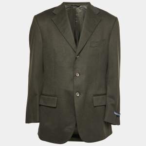 Pre Owned Polo Ralph Lauren Green Cashmere Single Breasted Blazer L