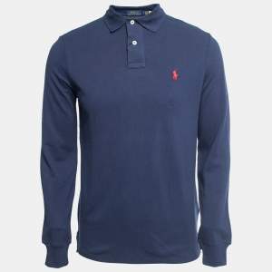 Polo Ralph Lauren Navy Blue Cotton Classic Fit Long Sleeve Polo T-Shirt S
