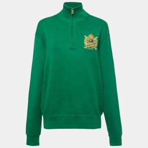 Polo Ralph Lauren Green Cotton Knit Half Zip Sweater L