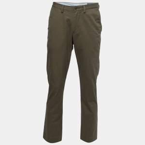Pre Owned Polo Ralph Lauren Green Cotton Straight Fit Trousers L