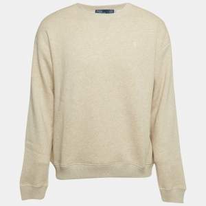 Polo Ralph Lauren Beige Logo Embroidered Knit Sweatshirt L