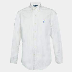 Pre Owned Polo Ralph Lauren White Cotton Custom Fit Button Down Shirt M