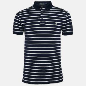 Polo Ralph Lauren Blue Striped Cotton Pique Polo T-Shirt M