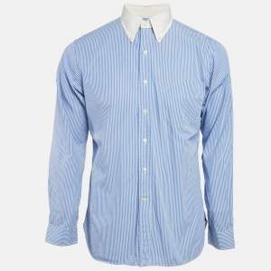 Polo Ralph Lauren Blue Striped Cotton Slim Fit Shirt L