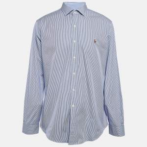 Polo Ralph Lauren Blue Striped Cotton Slim Fit Shirt XL