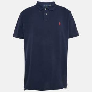 Polo Ralph Lauren Blue Pique Cotton Custom Fit Polo T-Shirt XXL