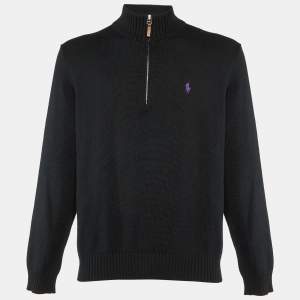 Polo Ralph Lauren Black Cotton Knit Sweater L