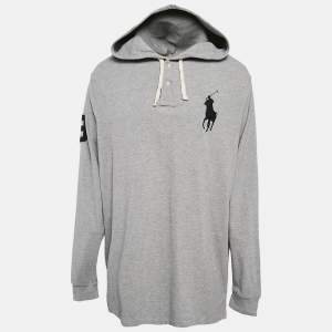 Polo Ralph Lauren Grey Logo Embroidery Cotton Knit Hoodie XXL