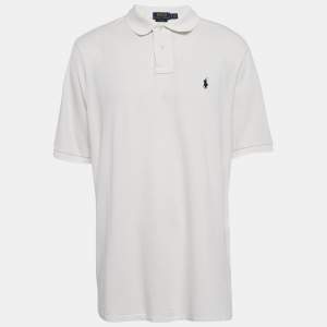 Pre Owned Polo Ralph Lauren White Cotton Pique Polo T-Shirt XL