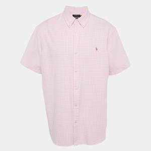 Polo Ralph Lauren Pink Gingham Checks Cotton Short Sleeve Shirt XXL