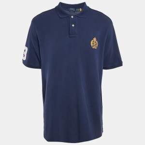 Polo Ralph Lauren Navy Blue Embroidered Cotton Classic Fit Polo T-Shirt XL