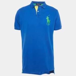 Pre Owned Polo Ralph Lauren Logo Embroidered Cotton Pique Knit Polo T-Shirt L