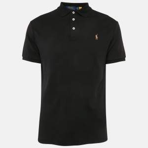 Polo Ralph Lauren Black Jersey Cotton Custom Fit Polo T-Shirt M