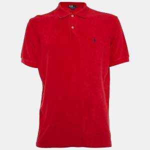 Pre Owned Polo Ralph Lauren Red Cotton Polo T-Shirt M