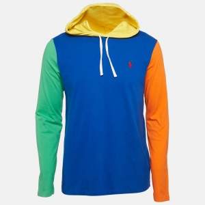 Polo Ralph Lauren Blue/Multicolor Cotton Knit Hoodie M