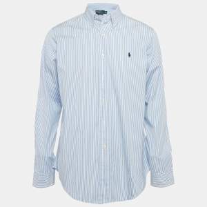 Polo Ralph Lauren Blue Stripe Cotton Button Down Shirt L