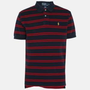 Ralph Lauren Navy/Red Embroidered Cotton Polo T-Shirt M