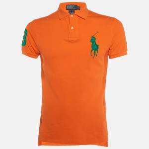 Polo Ralph Lauren Orange Cotton Custom Fit Polo T-Shirt S