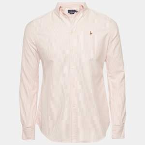 Ralph Lauren Pink Striped Cotton Button Down Custom Fit Shirt M