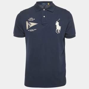Polo Ralph Lauren Blue Cotton Pique Applique Detail Polo T-Shirt M