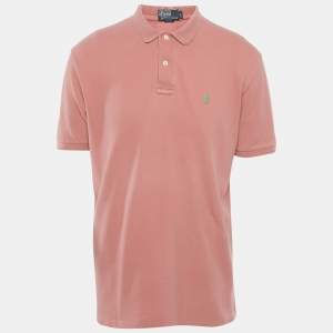Polo Ralph Lauren Peach/Pink Cotton Pique Polo T-Shirt L