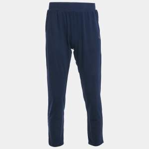 Pre Owned Polo Ralph Lauren Navy Blue Logo Embroidered Cotton Joggers XL