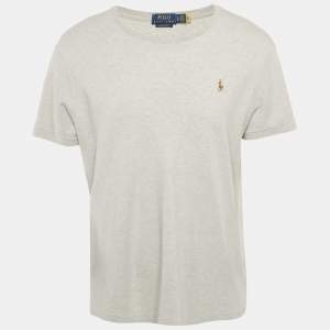 Pre Owned Polo Ralph Lauren Grey Mélange Cotton Custom Slim Fit T-Shirt XL