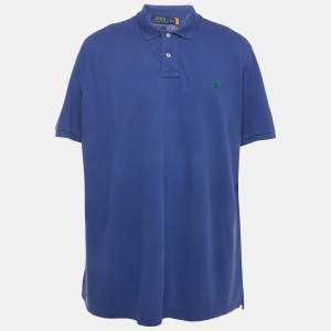 Pre Owned Polo Ralph Lauren Blue Pique Classic Fit Polo T-Shirt XXL