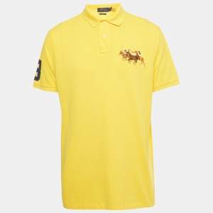 Pre Owned Polo Ralph Lauren Yellow Cotton Custom Slim Fit Polo T-Shirt XL