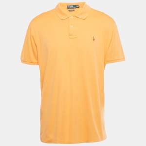 Pre Owned Polo Ralph Lauren Orange Pima Jersey Polo T-Shirt XL