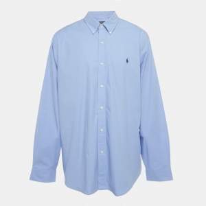 Pre Owned Polo Ralph Lauren Blue Logo Embroidered Cotton Shirt XXL