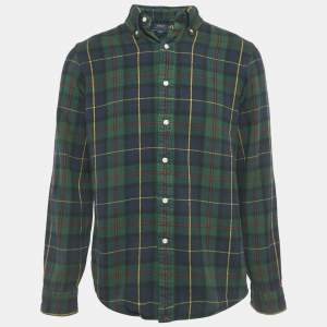 Pre Owned Polo Ralph Lauren Green Tartan Cotton Long Sleeve Shirt M
