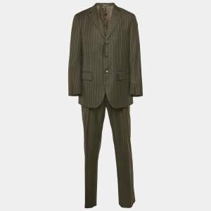 مملوكة مسبقًا Polo by Ralph Lauren Charcoal Grey PinStriped Wool Regular Fit Suit XXS
