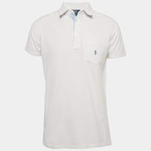 مملوكة مسبقًا Polo Ralph Lauren White Cotton Custom Fit Polo T-Shirt M
