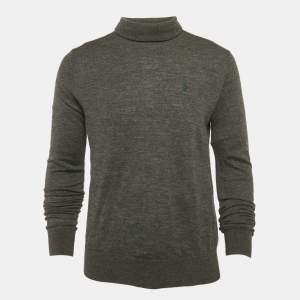 مملوكة مسبقًا بلوفر بولو رالف لورين تريكوت صوفي رمادي برقبة عالية مقاس كبير - لارج