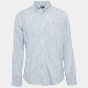 Pre Owned Polo Ralph Lauren Blue Striped Cotton Long Sleeve Shirt M