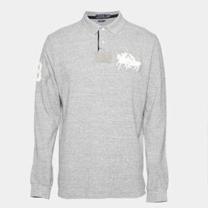 Pre Owned تي شيرت بولو رالف لورين بوليستر رمادي موديل فريد الحجم كبير جداً (اكس لارج)