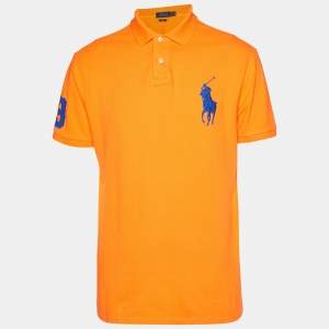 Pre Owned Polo Ralph Lauren Orange Pique Polo T-Shirt XL