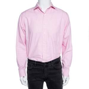 Polo Ralph Lauren Pink Gingham Checkered Cotton Custom Fit Shirt L