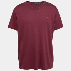 Pre Owned تي شيرت بولو من رالف لورين كاستم قطن عنابي بأكمام قصيرة قصة مجسمة مقاس كبير جداً جداً ( إكس إكس لارج )