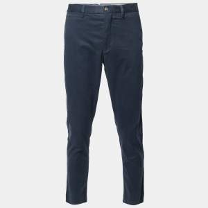 مملوكة مسبقًا Polo Ralph Lauren Navy Blue Cotton Trousers L Waist: 35"