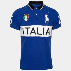 مملوكة مسبقًا Polo Ralph Lauren Blue Cotton Pique Custom Fit Polo T-Shirt M